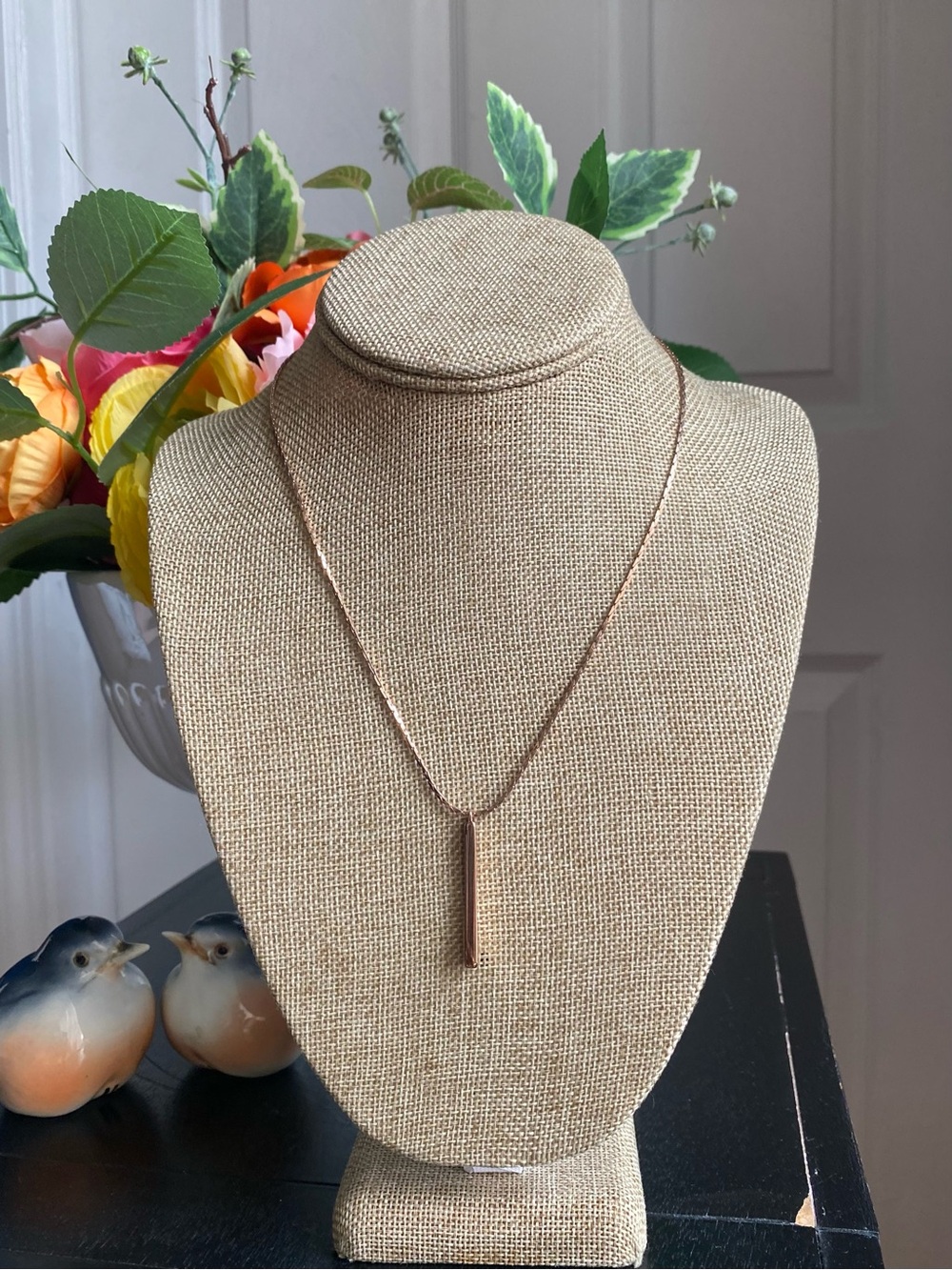 Rose Gold Bar Pendant Necklace